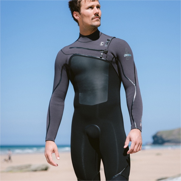 2026 C-Skins Mens Nuwave Wired 5/4mm Chest Zip Wetsuit CWI54MC - Black / Meteor / Blue